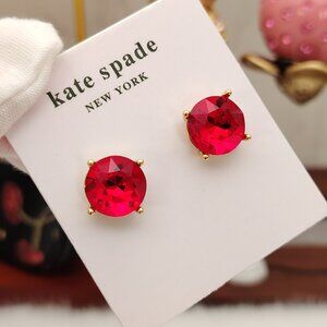 Kate Spade Rise and Shine Round Stud Earrings Simulated Ruby Red Gold Plated